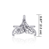 The graceful tale Silver Whale Tail Filigree Ring TRI1793 - ring